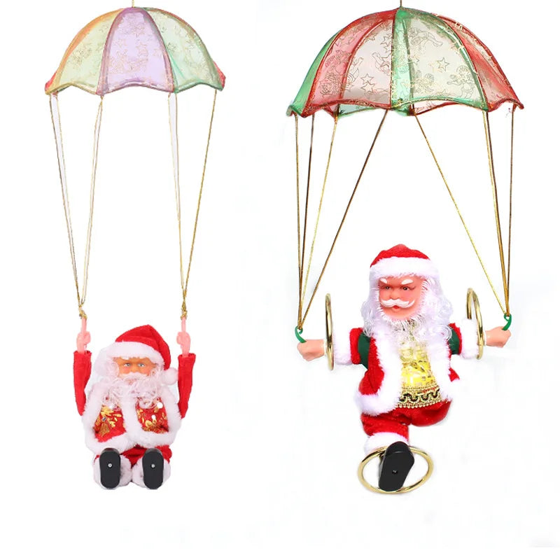 Electric Music Santa Claus Christmas Gift Parachute Flip Head Gift Pendant Christmas Decorations