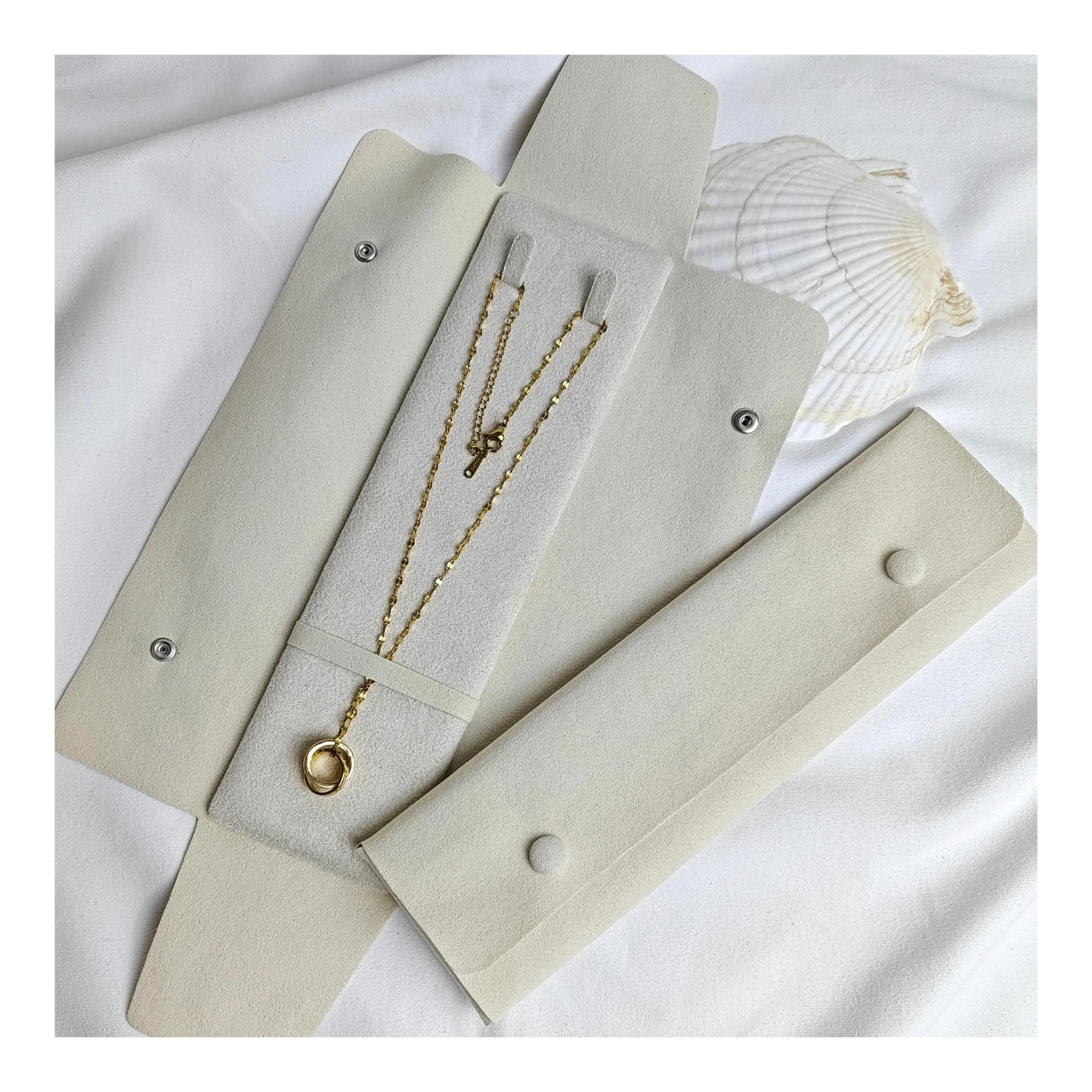 Custom Logo 22*6.5cm Suede Microfiber Necklace Tray Storage Jewelry Tray Display Pouch Packaging Bag for Jewelry Container