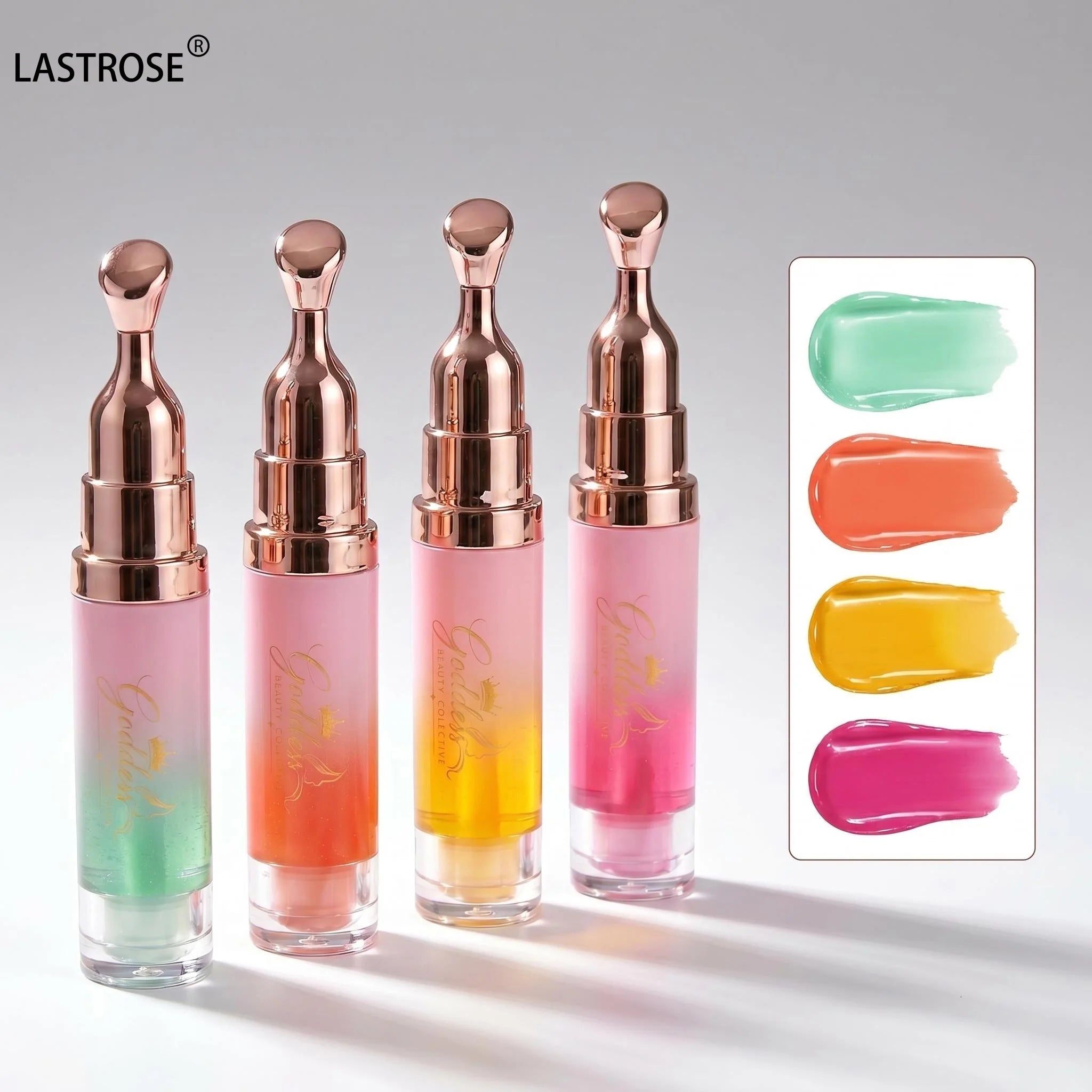 Wholesale OEM Hydrating Lip Plumper Oil with Cooling Metal Applicator Fruit Flavor Magic Lip Oil Vegan Lip Makeup Tinted  Gloss