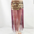 Vintage Style Extended Long Tassel Sequined Mermaid Wrap Waist One Piece Hip Scarf Skirt for Belly Dance Performance Wear