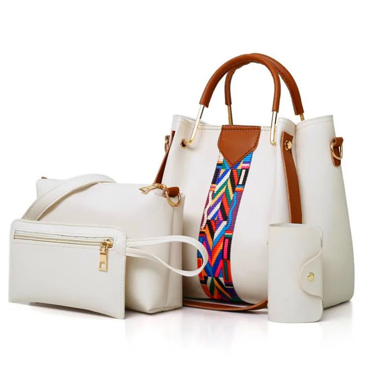 2021 New Style Pu Leather  Women's Bag Bill of Lading Shoulder Slung Child Mother Bag Set of 4 Pieces Ladies Handbags