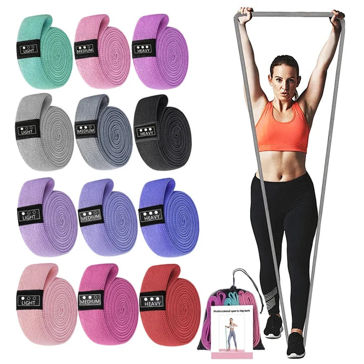 Custom Logo Print Fabric Resistance Band for Working Out 3 Cotton Fabric Long Pull up Bands Set Fitness Fabric Resistance Band