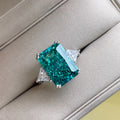 Vintage Luxury Square Emerald Green Zircon Engagement Finger Rings 925 Pure Sterling Silver Trendy Women's Jewelry for Parties