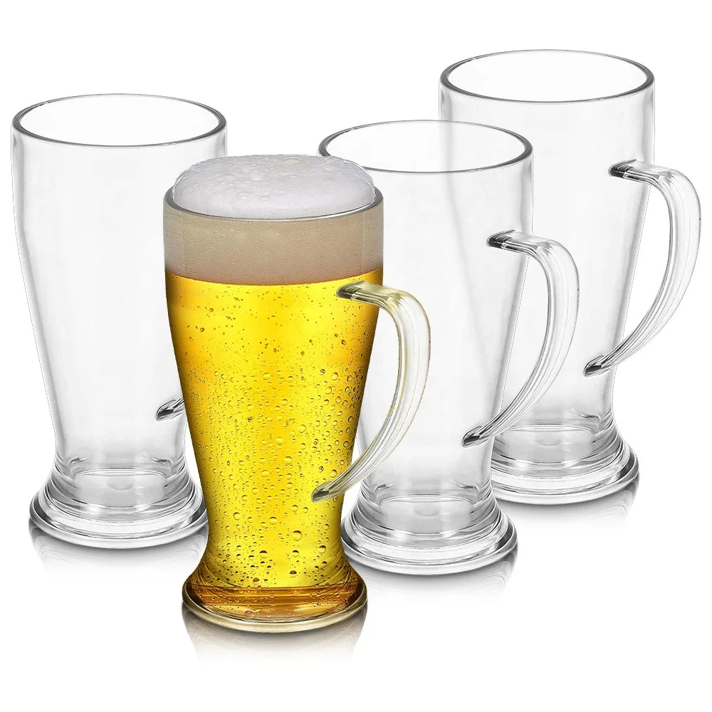 13.5-17.5oz Modern Lead-free Pint Glasses Smoothie Cup with Handle Clear Multipurpose Beer Mug
