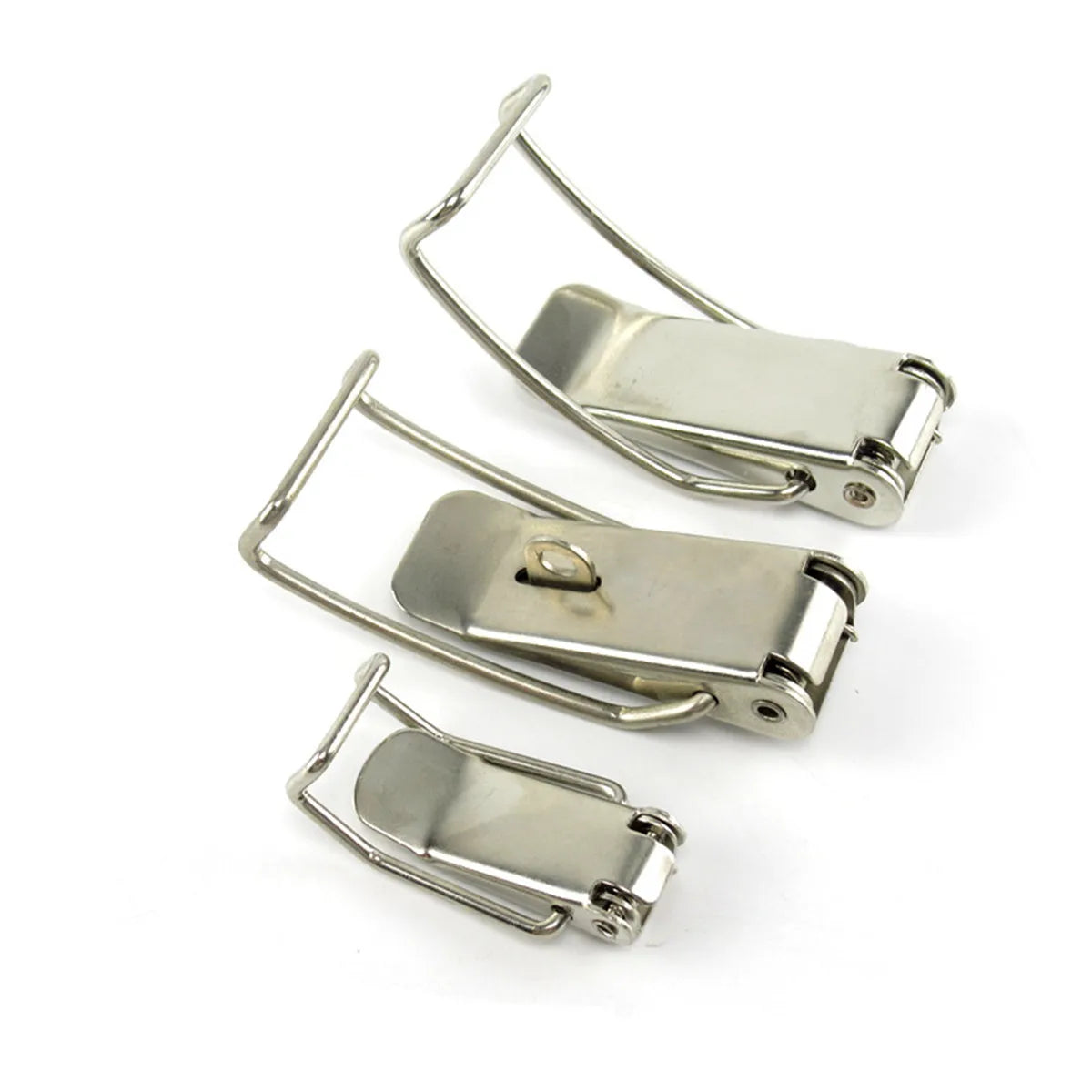 Contemporary Styled Stainless Steel Toggle Latch Hasps Silvery Tone Spring-Loaded Hasp for Cabinet Box for Home or Office