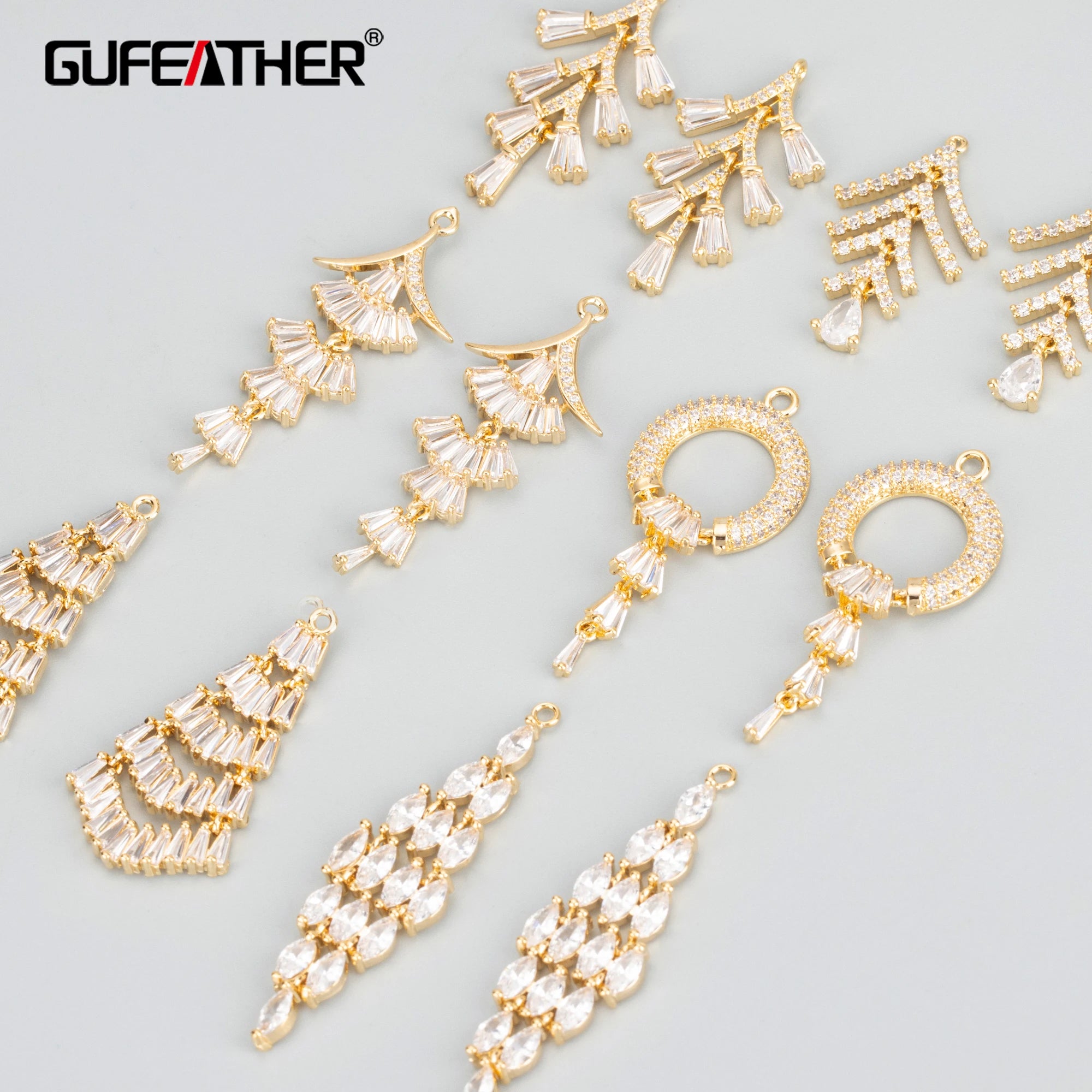 MB98  Jewelry Accessories18k Gold Rhodium Platednickel Freecopperzirconsearrings Making Findings Diy Pendants 2pcs/lot