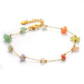 Merryshine Non-Fading Ruby Stone Amethyst Multi Color Natural Stone Fine Chain Link Jewelry Bracelet for Women