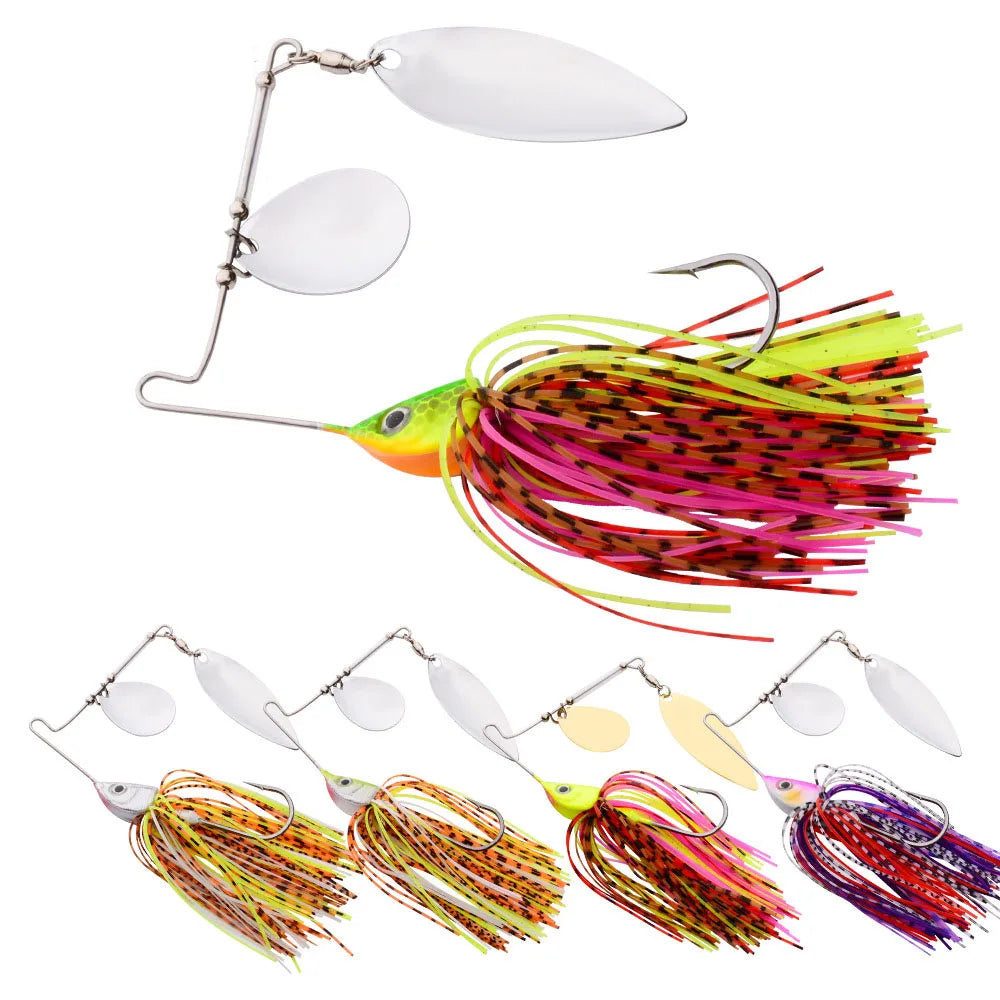 10g/15g/20g Silicone Skirt Spinnerbait Blades Saltwater Lead Jig Head Fishing Spoon Lure Jigging Spinner Rubber Jig Buzz Bait