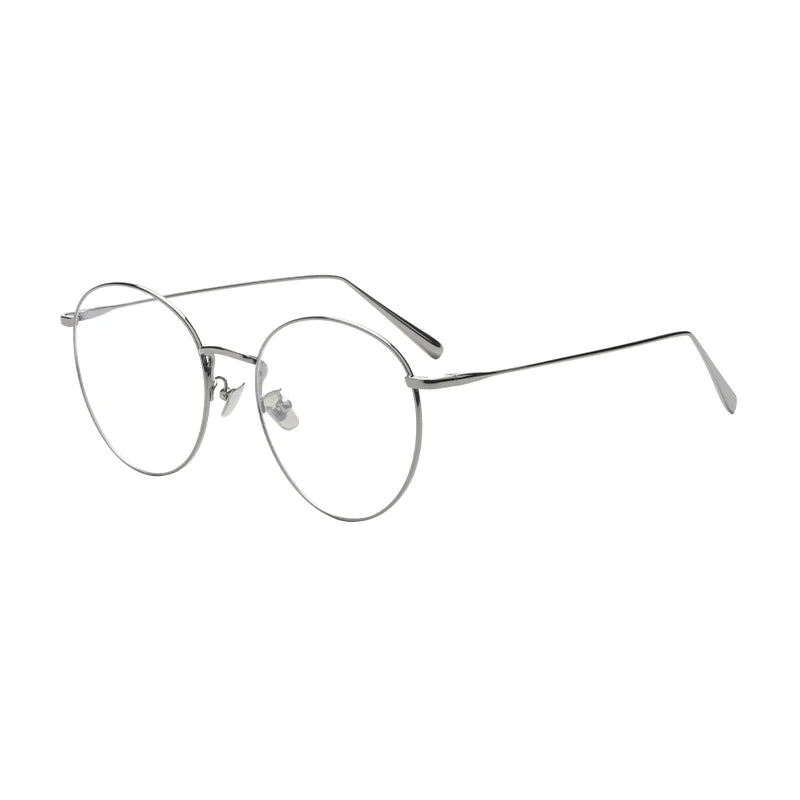 Diamond Face Shape Retro Round Anti-Blue Light Metal Eyeglasses Frames for Men and Women