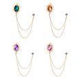 Custom Luxury Fashion Jewelry Brooches Tassel Chain Men's Suit Brooch Lapel Pin for Mens Suit Collar Pin Crystal Retro Badges
