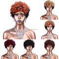 HM01 Machine Short Wigs Human Hair Women None Lace Wigs for Black Made Afro Curly Pixie Cut Human Hair Wig