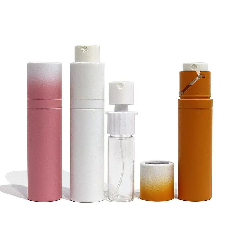 DIY 10ml 15ml 20ml Rotary Spray Pump Bottle Plastic Perfume Bottle Makeup Remover Water Gradient Cosmetic Packing Reusable