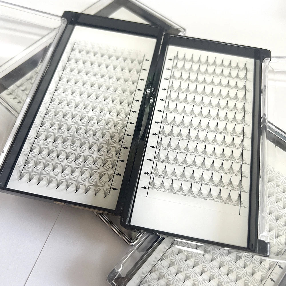 Wholesale Handmade Pointy Base Premade Fans Lashes 0.03 Thin Base Short Stem Pre Made Volume Fan Eyelash Extension Promade Fans