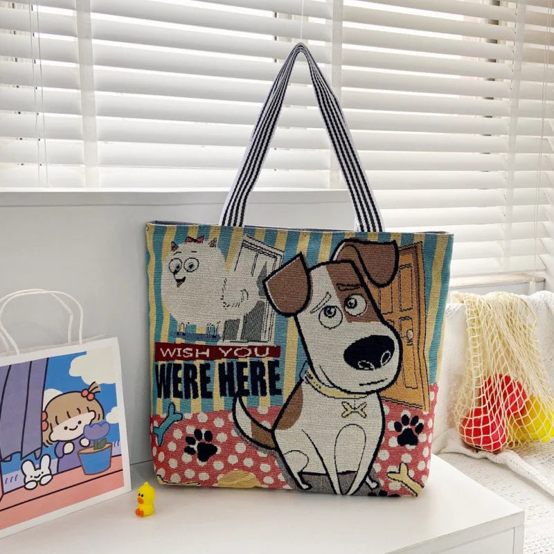 Women's Fashion Crossbody Tote Bag Custom Logo Shopping Figured Cloth Handle Bags with Polyester Lining Zipper Daily Wholesale