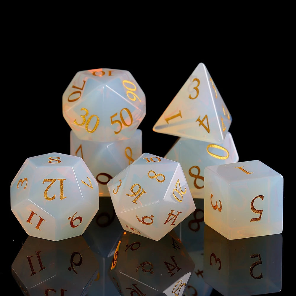 Wholesale White Opalite Gemstone Dice Set Dungeons and Dragons DND D20
