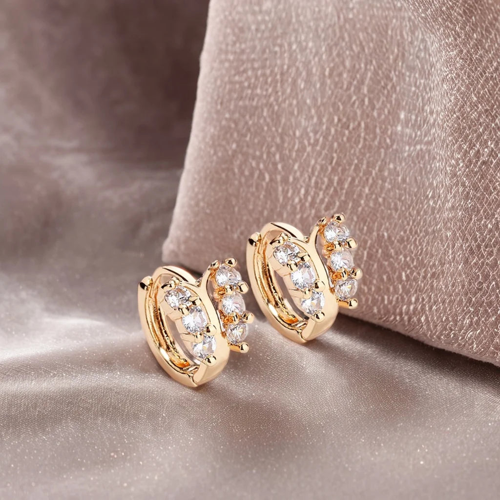 Hengdian Fashion 18K Gold Plated Zirconia Hoop Earrings Bulk Cheap Women's Jewelry with Free Shipping