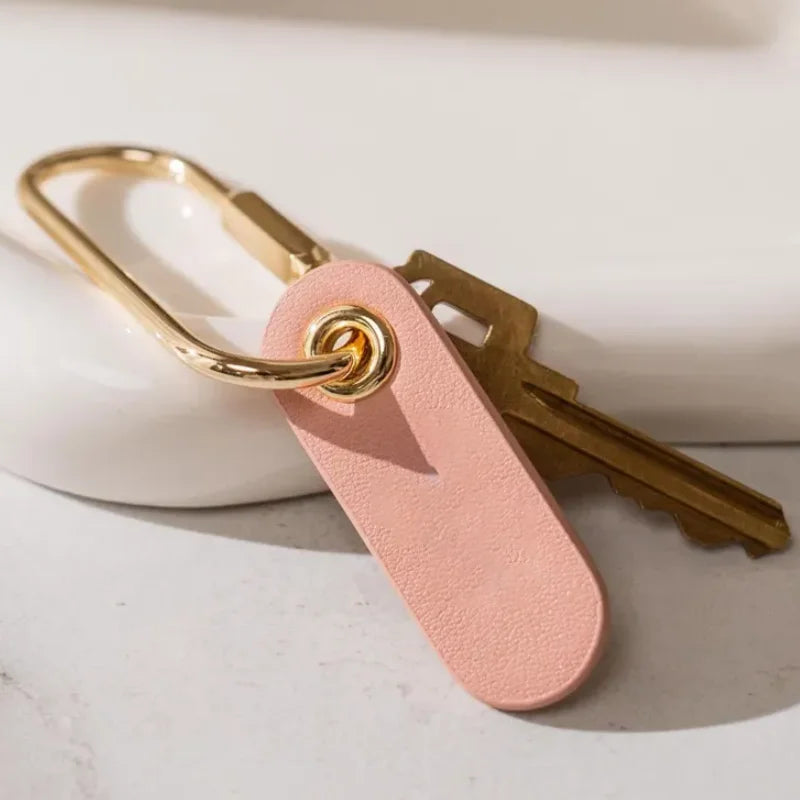 Embossed Leather Tag Keychain Modern Key Rings Mini Key Chain Gift Minimal Key Fob Simple Keychain