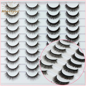 Abestyou 0.07mm 9-16mm 20 Pairs Lashes Tray Short Fluffy Wispy 5d Faux Mink Lash Russian Spike Eyelashes Book Wholesale Vendor