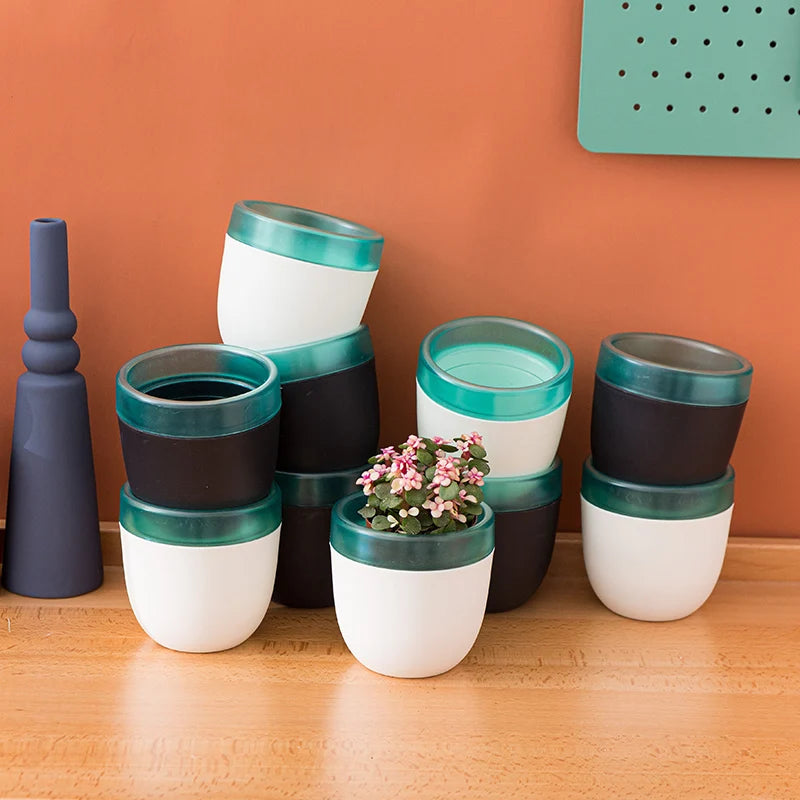 RUIPU (GL) Self-absorbing Flowerpot Plastic Flower Pots for Plants Gardening Home & Garden Nursery Plant Self Watering Flowerpot MegaBDM