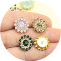 Glitter Flat Round Rhinestone Flower Shape Buttons Colorful Crystal DIY Buttons for Dresses and Shoes