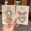 Sweet Crystal Rhinestone Acrylic Flower Pearls Hair Clip Barrettes Women and Girls' Hair Grips
