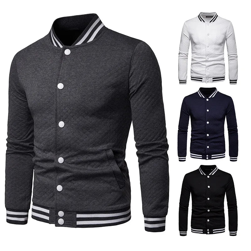 Custom logo Fashionable Stand Collar Men Baseball Jacket Ready for Sale