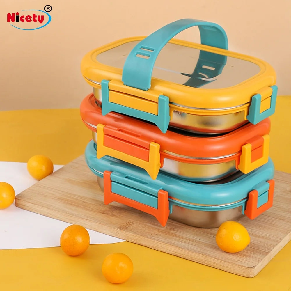 Nicety Leak-Proof Kids Lunch Box Dishwasher Safe Children Bento Box for School Cute Colourful Lunch Containers  with Salad Box