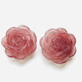 Wholesale Natural Hand Carved Crystal Flower  Rose Strawberry Quartz  Flower for Decoration