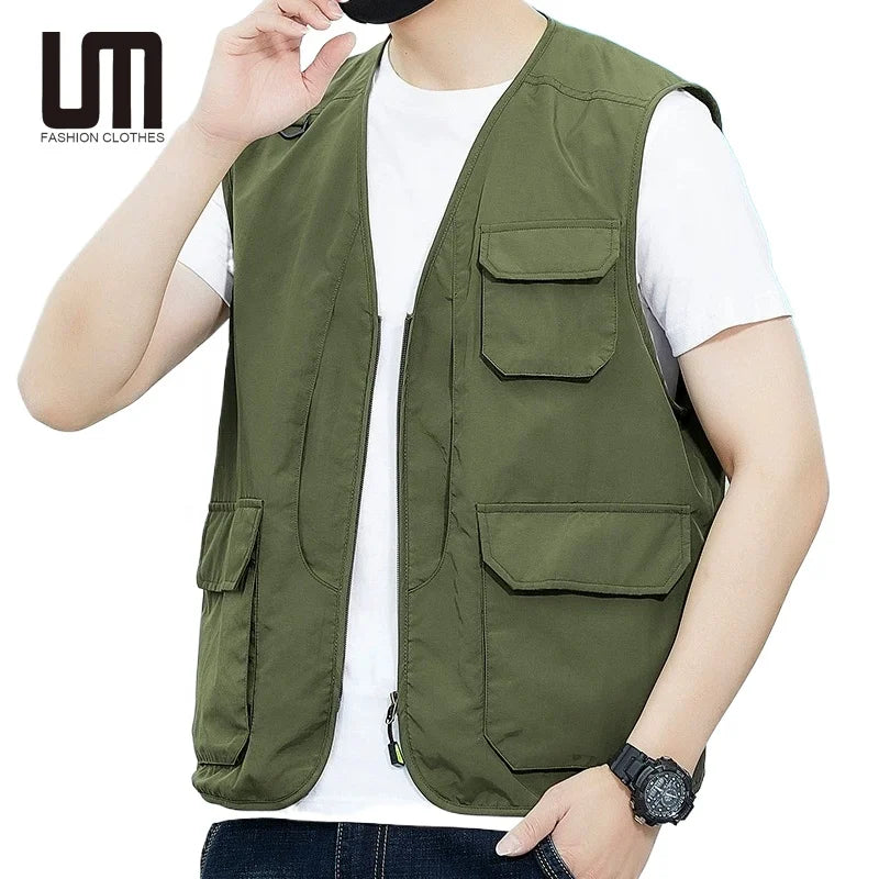 Liu Ming 2025 Summer Men Casual Mesh Vest Breathable Sleeveless Jacket Fishing Waistcoat Outdoor & Stylish Outerwear