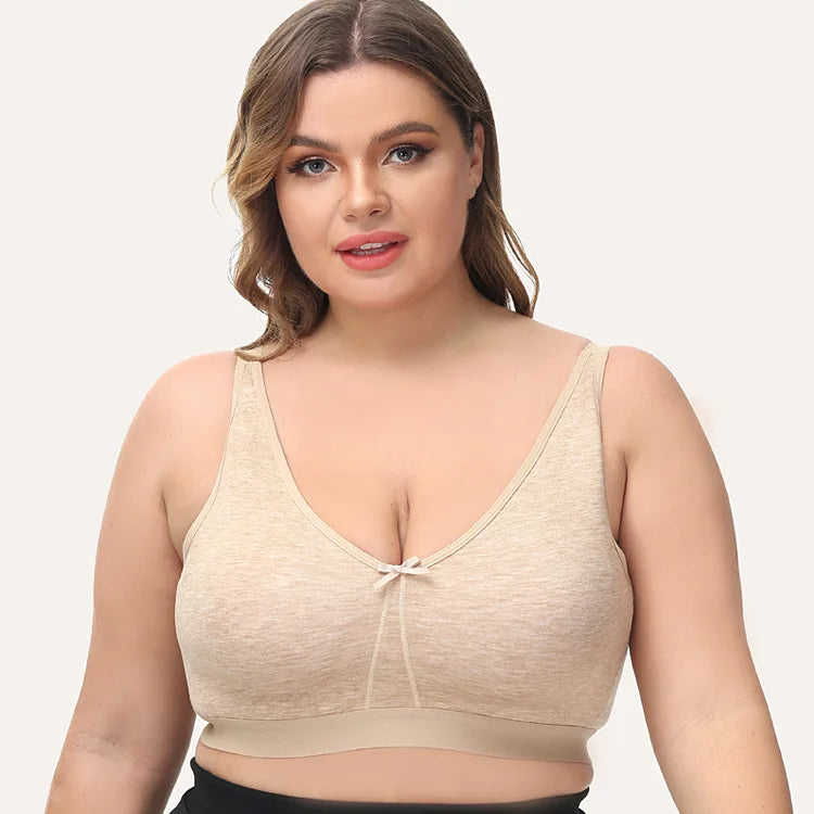 Women's Large Cotton Support Bra Wirefree Non-Padded Full Cup Plus Size Underwear Sexy Print Style Women's Bras