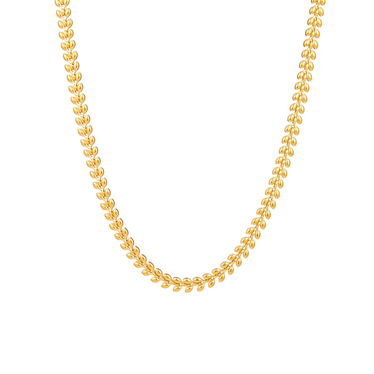 Fashion Tarnish Free 18k Gold Plated Stainless Steel Chokers Necklace Minimalist Waterproof Ear of Wheat Collarbone Necklace