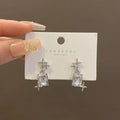 Trendy Handsome Star Stud Earrings Super Flash Square Diamond S925 Silver Needle Earrings Gifts for Women