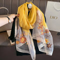 2025 New Luxury Women Hijab Shiny Lace Scarf Silk Soft Wool Shawls and Wraps Large Flower Thin Scarves Foulard Female Bufanda