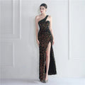 19856# Velvet Sole Beads Magic Color Shoulder Party Wedding Dinner Fishtail Long Evening Dress