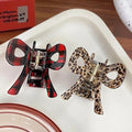YHJ Bow Design Acetate Exquisite Plaid Pattern Claw Eco-Friendly Acetate Clip Elegant Acetate Hair Claw Clips for Girls
