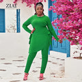 Plus Size Women's Long-sleeved Solid Color Fashion Casual Two-piece Suit Autumn New