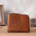 Genuine Leather Men Handbag Zipper Luxury Vintage Wallet Men Leather Slim Bifold