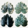 Wholesale Natural Leaf Shape Green Moss Agate Crystal Palm Leaf Healing Decoration