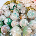 New Arrival Special Offer Bulk Polished Natural Green Cherry Blossom Flower Agate Sphere Gemstone Ball Craft for Decoration
