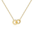 Hot Selling S925 Sterling Silver Double Ring Necklace Simple Fashionable Gold Plated Link for Engagement Gift Featuring Zircon