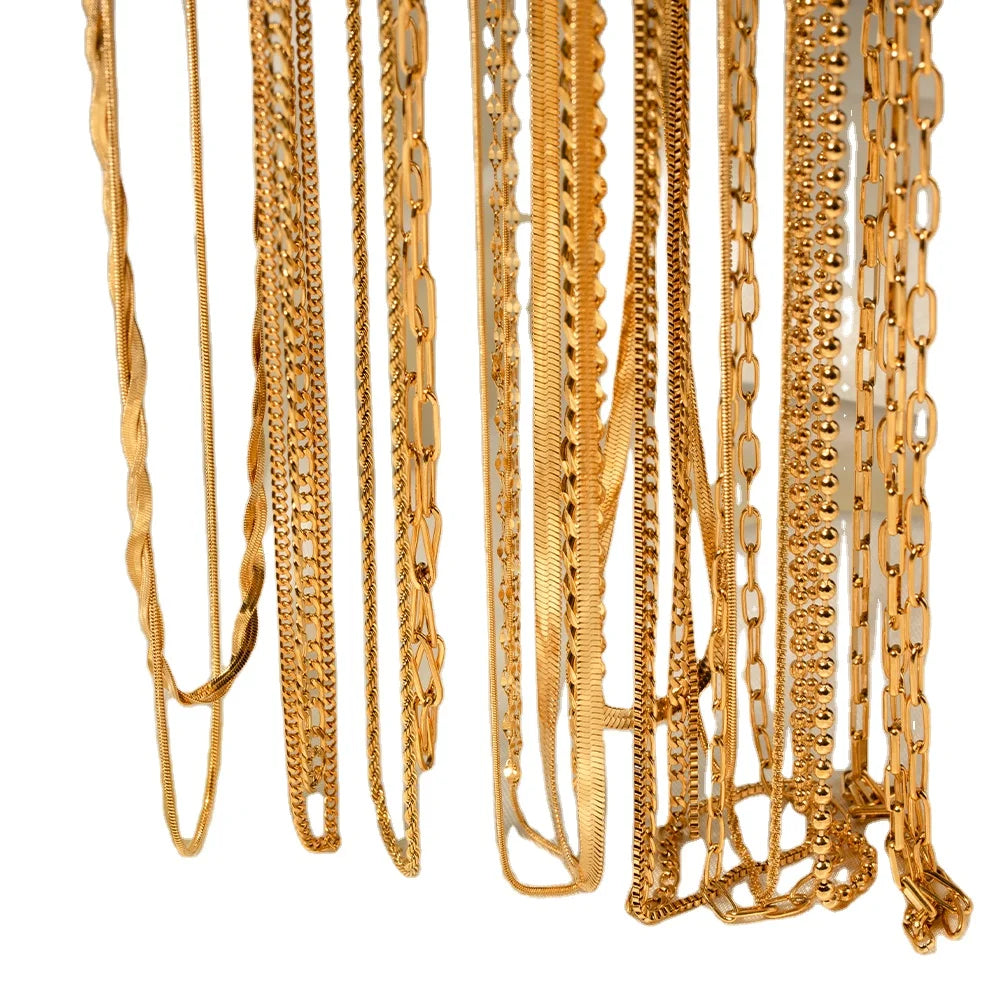 J&D Jewelry Stainless Steel Figaro Double Layer Necklace Snake Paperclip Chain Stacking Layer Chain Necklace