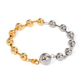 Hot Sale Silver Gold Mixed Color Retro Beads Bracelet Girls 18k PVD Gold Plated Stainless Steel Bead Bangle Jewelry for Women