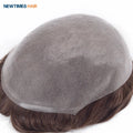 120% Medium Density Indian Human Hair Piece Weave Natural Color Toupee Patch System Men Short Wave Style Thin Skin Virgin Model