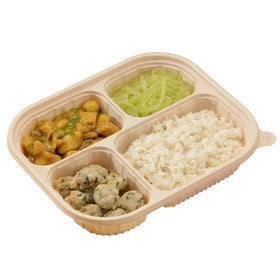 Biodegradable 4 Compartment Microwaveable Cornstarch Hot Food Packaging Box Takeout Food Containers