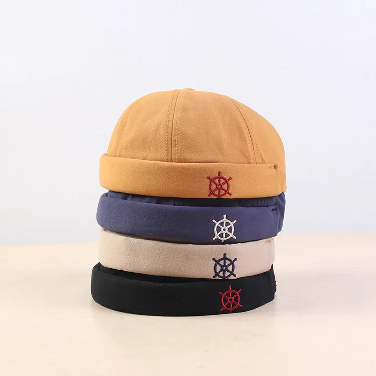 MIO Anchor Pattern Embroidery Baseball Cap Adjustable Brimless Hat Fashion Polyester Blended Docker Hat