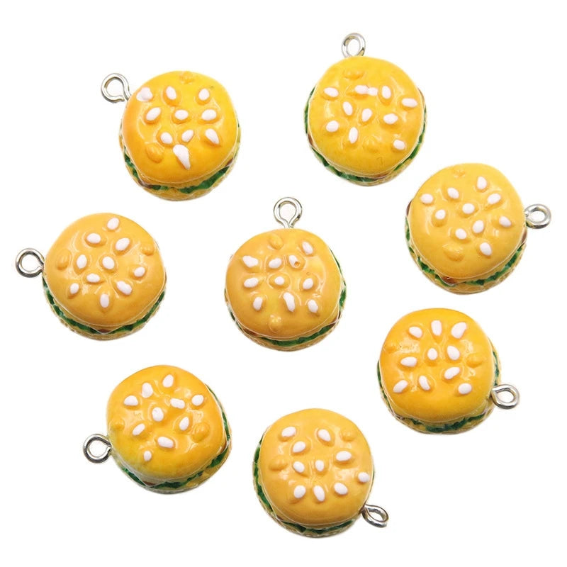 3D Simulation Fastfood Charms Pendants Cute Hamburger Charms for Jewelry Making-Earring Bracelet Necklace