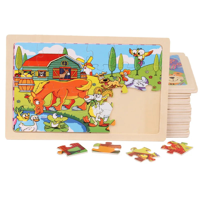 Wooden Jigsaw Puzzles Set for Kids Animals Colorful Wooden Puzzles for Toddler Learning Educational Puzzles Toy
