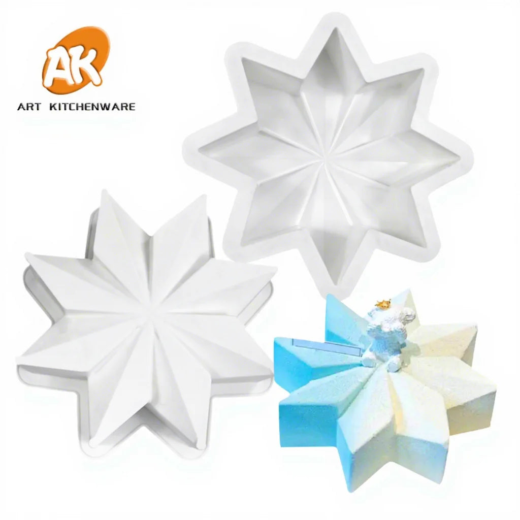 AK Custom Star Shape 3D Silicone Mousse Cake Molds Silicone Baking Jelly Chocolate Candle Mould Pastry Baking Tools White MC583