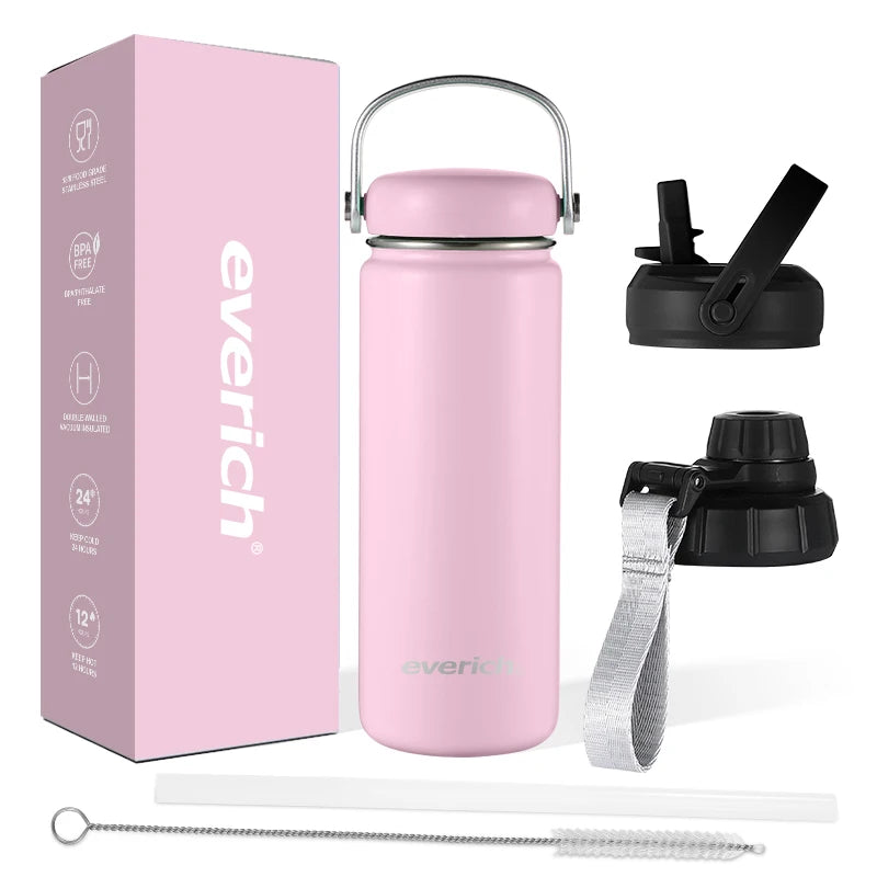 Best Seller Leak-proof BPA Free Vacuum Insulated Stainless Steel Water Bottle With 2 in 1 Bottle Body Alu Handle