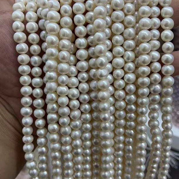 16 Inch 7.3-8.3 mm Nature Potato Shape  Loose Wholesale Freshwater Pearl in Strand